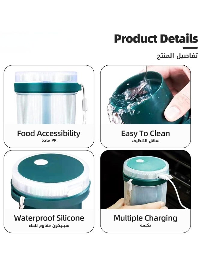 خلاط شخصي صغير محمول 300 مل – خلاط عصير USB قابل لإعادة الشحن، 6 شفرات من الفولاذ المقاوم للصدأ للمطبخ والمنزل والسفر والمكتب والرياضة، تشغيل بزر واحد،مثالي للعصائر، مخفوق البروتين وطعام الأطفال - Image 3